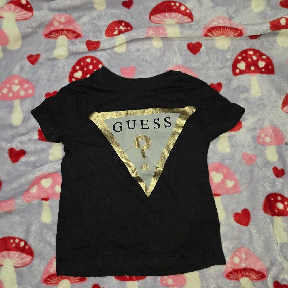 Guess Kids Black Tee with Gold Triangle Logo